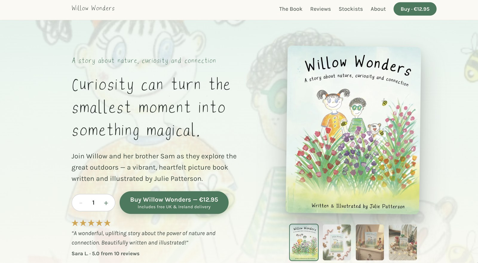 Willow Wonders, a shop page for a children's picture book with cover, price and reviews.